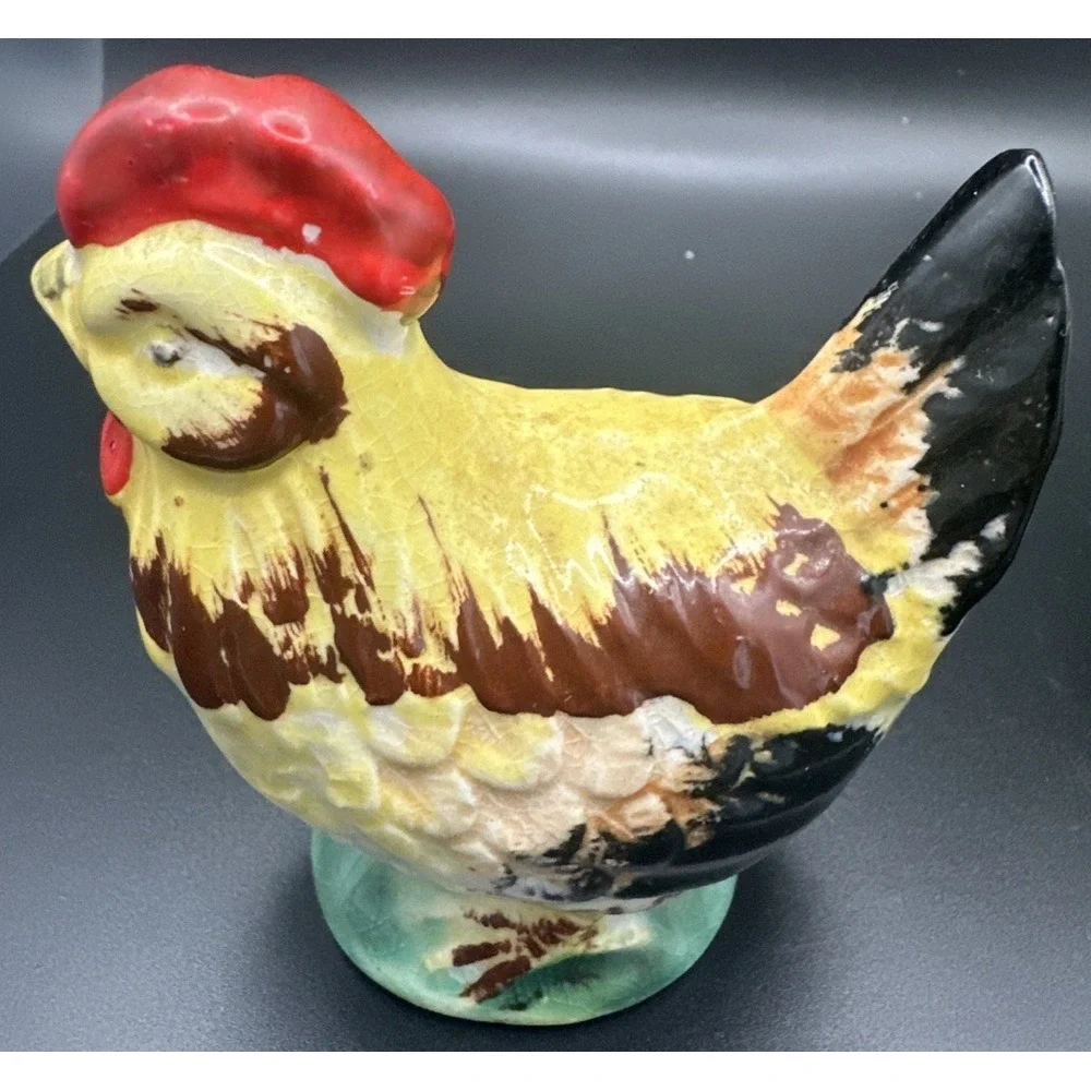 Vintage Ceramic Rooster and Hen Salt & Pepper Shakers Made in Japan 1950's Read